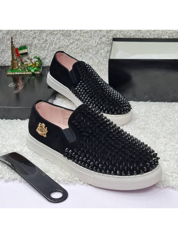 Black Louis vuitton Leather Mens Loafers Shoes
