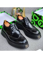 D&G Luxury Leather Brogues Lace up Shoe - Black