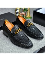 Roberto carvalli Luxury Leather Loafers Shoe - Black 